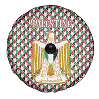 Palestine Christmas Spare Tire Cover with Red-Green Pattern, Golden Eagle Emblem, and Jesus Holding Flag Motif - Wonder Print Shop