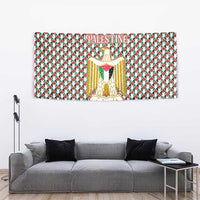Palestine Christmas Tapestry with Red-Green Pattern, Golden Eagle Emblem, and Jesus Holding Flag Motif - Wonder Print Shop