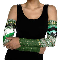 Palestine Christmas Arm Sleeves with Green-White Theme, Tree Ornaments, and Nativity Scene Motif - Wonder Print Shop