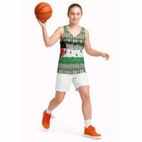 Palestine Christmas Basketball Jersey with Green-White Theme, Tree Ornaments, and Nativity Scene Motif - Wonder Print Shop
