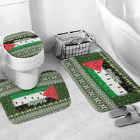 Palestine Christmas Bathroom Set with Green-White Theme, Tree Ornaments, and Nativity Scene Motif - Wonder Print Shop