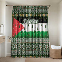 Palestine Christmas Bathroom Set with Green-White Theme, Tree Ornaments, and Nativity Scene Motif - Wonder Print Shop