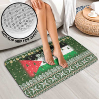 Palestine Christmas Bathroom Set with Green-White Theme, Tree Ornaments, and Nativity Scene Motif - Wonder Print Shop