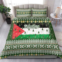 Palestine Christmas Bedding Set with Green-White Theme, Tree Ornaments, and Nativity Scene Motif - Wonder Print Shop