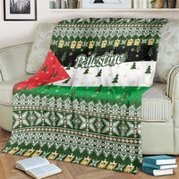 Palestine Christmas Blanket with Green-White Theme, Tree Ornaments, and Nativity Scene Motif - Wonder Print Shop