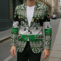 Palestine Christmas Blazer with Green-White Theme, Tree Ornaments, and Nativity Scene Motif - Wonder Print Shop