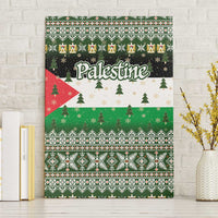 Palestine Christmas Canvas Wall Art with Green-White Theme, Tree Ornaments, and Nativity Scene Motif - Wonder Print Shop