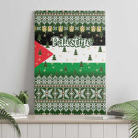 Palestine Christmas Canvas Wall Art with Green-White Theme, Tree Ornaments, and Nativity Scene Motif - Wonder Print Shop