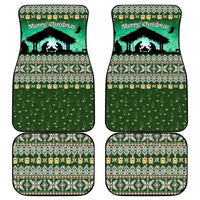Palestine Christmas Car Mats with Green-White Theme, Tree Ornaments, and Nativity Scene Motif - Wonder Print Shop
