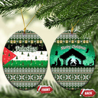 Palestine Christmas Ceramic Ornament with Green-White Theme, Tree Ornaments, and Nativity Scene Motif - Wonder Print Shop