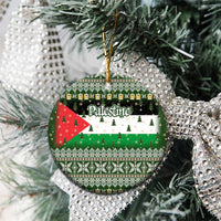 Palestine Christmas Ceramic Ornament with Green-White Theme, Tree Ornaments, and Nativity Scene Motif - Wonder Print Shop