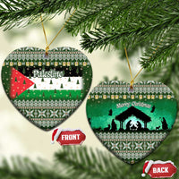 Palestine Christmas Ceramic Ornament with Green-White Theme, Tree Ornaments, and Nativity Scene Motif - Wonder Print Shop
