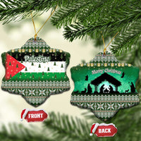 Palestine Christmas Ceramic Ornament with Green-White Theme, Tree Ornaments, and Nativity Scene Motif - Wonder Print Shop