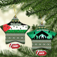 Palestine Christmas Ceramic Ornament with Green-White Theme, Tree Ornaments, and Nativity Scene Motif - Wonder Print Shop