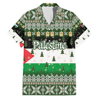 Palestine Christmas Family Matching Mermaid Dress and Hawaiian Shirt with Green-White Theme, Tree Ornaments, and Nativity Scene Motif - Wonder Print Shop