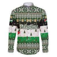 Palestine Christmas Family Matching Puletasi and Hawaiian Shirt with Green-White Theme, Tree Ornaments, and Nativity Scene Motif - Wonder Print Shop