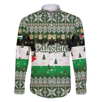 Palestine Christmas Family Matching Short Sleeve Bodycon Dress and Hawaiian Shirt with Green-White Theme, Tree Ornaments, and Nativity Scene Motif - Wonder Print Shop