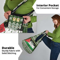 Palestine Christmas Grocery Bag with Green-White Theme, Tree Ornaments, and Nativity Scene Motif - Wonder Print Shop