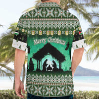 Palestine Christmas Hawaiian Shirt with Green-White Theme, Tree Ornaments, and Nativity Scene Motif - Wonder Print Shop