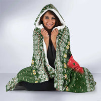 Palestine Christmas Hooded Blanket with Green-White Theme, Tree Ornaments, and Nativity Scene Motif - Wonder Print Shop
