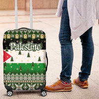 Palestine Christmas Luggage Cover with Green-White Theme, Tree Ornaments, and Nativity Scene Motif - Wonder Print Shop