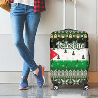 Palestine Christmas Luggage Cover with Green-White Theme, Tree Ornaments, and Nativity Scene Motif - Wonder Print Shop