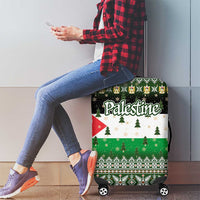 Palestine Christmas Luggage Cover with Green-White Theme, Tree Ornaments, and Nativity Scene Motif - Wonder Print Shop