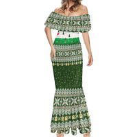 Palestine Christmas Mermaid Dress with Green-White Theme, Tree Ornaments, and Nativity Scene Motif - Wonder Print Shop