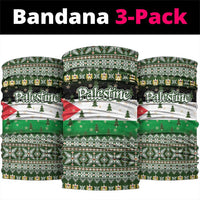 Palestine Christmas Neck Gaiter with Green-White Theme, Tree Ornaments, and Nativity Scene Motif - Wonder Print Shop