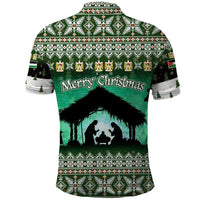 Palestine Christmas Polo Shirt with Green-White Theme, Tree Ornaments, and Nativity Scene Motif - Wonder Print Shop