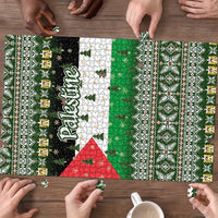 Palestine Christmas Puzzle with Green-White Theme, Tree Ornaments, and Nativity Scene Motif - Wonder Print Shop