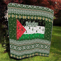 Palestine Christmas Quilt with Green-White Theme, Tree Ornaments, and Nativity Scene Motif - Wonder Print Shop