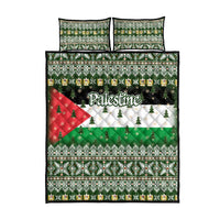 Palestine Christmas Quilt Bed Set with Green-White Theme, Tree Ornaments, and Nativity Scene Motif - Wonder Print Shop