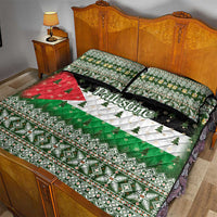 Palestine Christmas Quilt Bed Set with Green-White Theme, Tree Ornaments, and Nativity Scene Motif - Wonder Print Shop