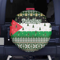 Palestine Christmas Spare Tire Cover with Green-White Theme, Tree Ornaments, and Nativity Scene Motif - Wonder Print Shop