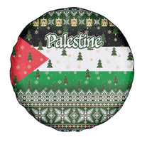 Palestine Christmas Spare Tire Cover with Green-White Theme, Tree Ornaments, and Nativity Scene Motif - Wonder Print Shop
