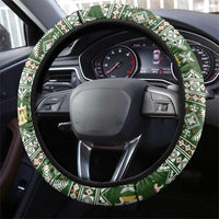 Palestine Christmas Steering Wheel Cover with Green-White Theme, Tree Ornaments, and Nativity Scene Motif - Wonder Print Shop