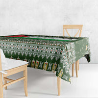 Palestine Christmas Tablecloth with Green-White Theme, Tree Ornaments, and Nativity Scene Motif - Wonder Print Shop