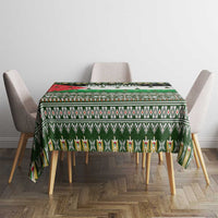 Palestine Christmas Tablecloth with Green-White Theme, Tree Ornaments, and Nativity Scene Motif - Wonder Print Shop
