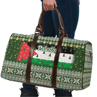 Palestine Christmas Travel Bag with Green-White Theme, Tree Ornaments, and Nativity Scene Motif - Wonder Print Shop
