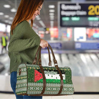 Palestine Christmas Travel Bag with Green-White Theme, Tree Ornaments, and Nativity Scene Motif - Wonder Print Shop