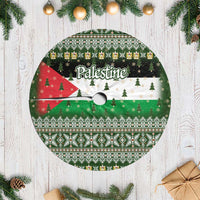Palestine Christmas Tree Skirt with Green-White Theme, Tree Ornaments, and Nativity Scene Motif - Wonder Print Shop