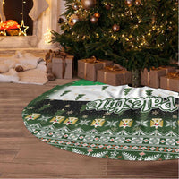 Palestine Christmas Tree Skirt with Green-White Theme, Tree Ornaments, and Nativity Scene Motif - Wonder Print Shop