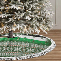 Palestine Christmas Tree Skirt with Green-White Theme, Tree Ornaments, and Nativity Scene Motif - Wonder Print Shop
