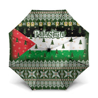 Palestine Christmas Umbrella with Green-White Theme, Tree Ornaments, and Nativity Scene Motif - Wonder Print Shop