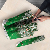 Palestine Christmas Umbrella with Green-White Theme, Tree Ornaments, and Nativity Scene Motif - Wonder Print Shop