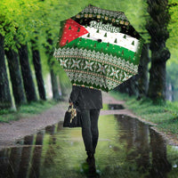 Palestine Christmas Umbrella with Green-White Theme, Tree Ornaments, and Nativity Scene Motif - Wonder Print Shop