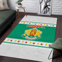 Bulgaria Christmas Area Rug with Green-White Theme, Coat of Arms, and National Flag Motif - Wonder Print Shop