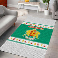 Bulgaria Christmas Area Rug with Green-White Theme, Coat of Arms, and National Flag Motif - Wonder Print Shop