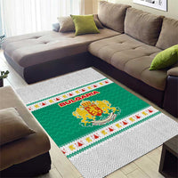 Bulgaria Christmas Area Rug with Green-White Theme, Coat of Arms, and National Flag Motif - Wonder Print Shop